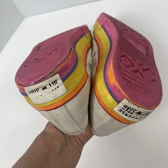 Converse CTAS Lift Ox Pink Tan Rainbow Platform Sneakers‎ Shoes Women’s US 11 - Picture 8 of 9